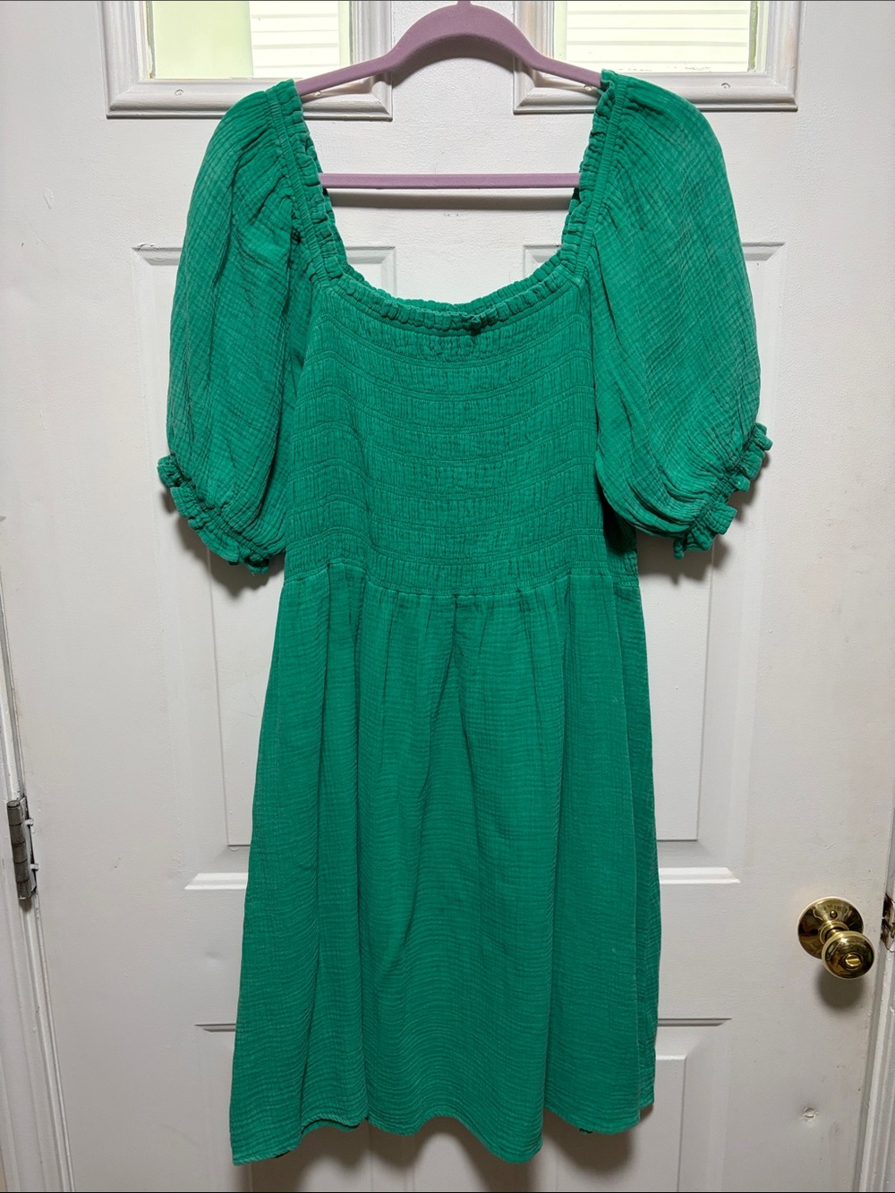 ODDY Kelly Green Puff-Sleeve Midi Dress